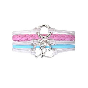 Scenic Accessories Blue & Pink Braided Love Charm Bracelet (SAB-009) Scenic Accessories Blue & Pink Braided Love Charm Bracelet (SAB-009)