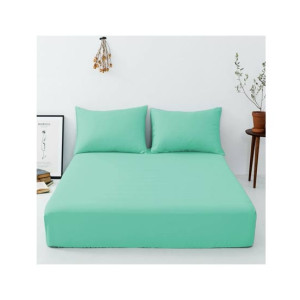 Maguari Luxury Cotton Fitted Single Bed Sheet With Pillow Cover Green Maguari Luxury Cotton Fitted Single Bed Sheet With Pillow Cover Green