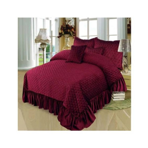 Maguari Luxury Frill Design King Bed Sheet Maroon Maguari Luxury Frill Design King Bed Sheet Maroon