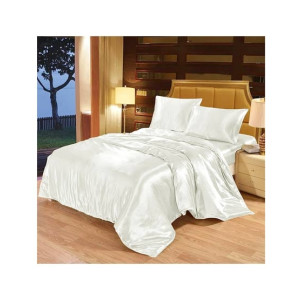Maguari Soft Silk Shine Single Bed Sheet White Maguari Soft Silk Shine Single Bed Sheet White