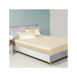 Maguari Silk Fitted King Bed Sheet With Pillow Covers Beige Maguari Silk Fitted King Bed Sheet With Pillow Covers Beige