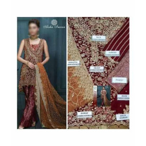 Mehakmall Fancy Party Wear Suit For Women Red (0011) Mehakmall Fancy Party Wear Suit For Women Red (0011)