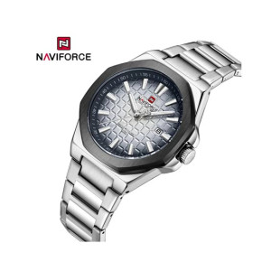 Naviforce Signature Textured Watch For Men Silver (NF-9258-10) Naviforce Signature Textured Watch For Men Silver (NF-9258-10)