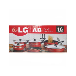 Non Stick Cookware Set Maroon - 16 Pieces Non Stick Cookware Set Maroon - 16 Pieces