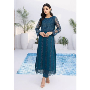 Azure Sea Star Net Festive Unstitched 2 Piece Suit Green (SSAZK177) Azure Sea Star Net Festive Unstitched 2 Piece Suit Green (SSAZK177)