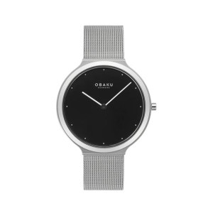 Obaku Satin Lille Onyx Watch For Women's Silver (V269LXCBMC)