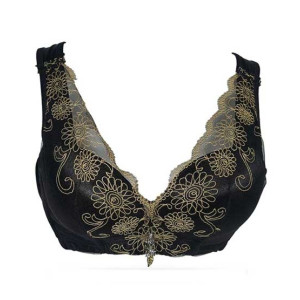 Purple Bag Fancy Golden Net Lace Wireless Double Padded Full Coverage Bra (0019) Purple Bag Fancy Golden Net Lace Wireless Double Padded Full Coverage Bra (0019)