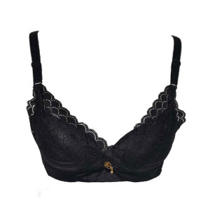 Purple Bag Fancy Lace Double Padded Wireless Bra Black (0025) Purple Bag Fancy Lace Double Padded Wireless Bra Black (0025)