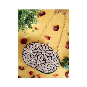 Rangoon Flower Fancy Clutch For Women Black Rangoon Flower Fancy Clutch For Women Black