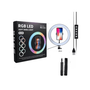 Rubian Store 26cm RGB Ring Light Phone Holder White (MJ26) Rubian Store 26cm RGB Ring Light Phone Holder White (MJ26)