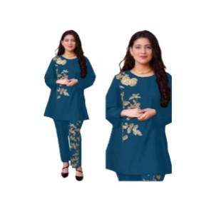ZamZam Embroidery Linen Suit For Women 2PC