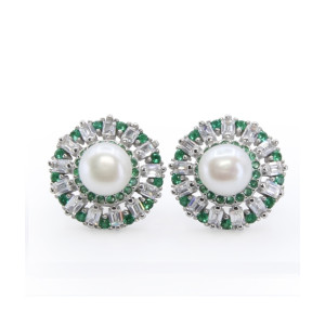 Zed Eye Floral Fountain Earrings For Women Green (ISE127A) Zed Eye Floral Fountain Earrings For Women Green (ISE127A)