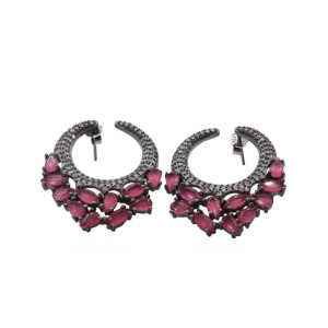 Zed Eye Red Crescent Earrings For Women (ISE158) Zed Eye Red Crescent Earrings For Women (ISE158)