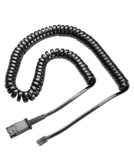 iShopping - Plantronics U10P Coil Cord To QD Modular Plug Cable Black
