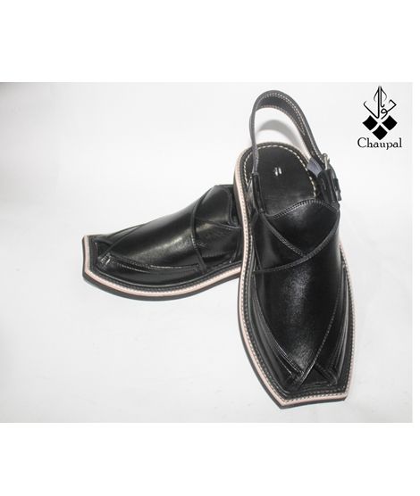 iShopping - ChuPaal Fashions Classic Peshawari Chappal For Men Shiny Black (CM-10011)