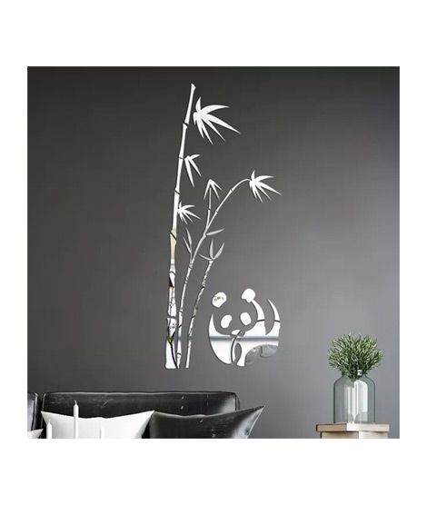 iShopping - LookNBuy 3D Mirror Panda Bamboo Acrylic Wall Stickers Art (0091)