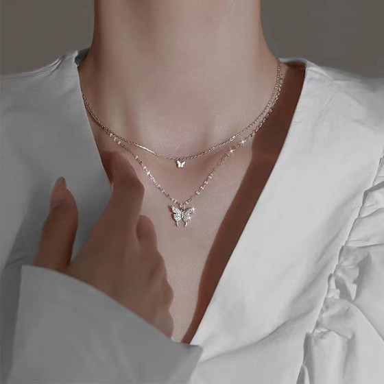 iShopping - Jshopping Butterflies Dual Layer Chain Fashion Necklace