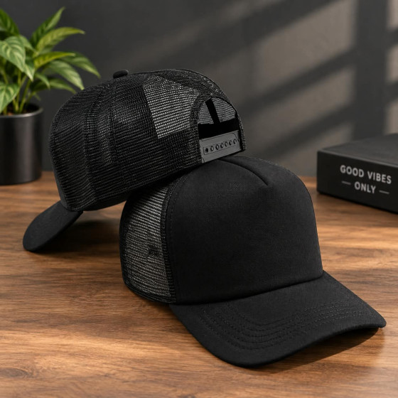 iShopping - Premium Black Mesh Trucker Cap For Men