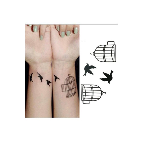 iShopping - Muzamil Store Classic Black Bird Cage Temporary Tattoo