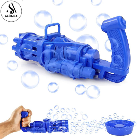 iShopping - Alsimba Bubble Machine Toy Gun Electric 8‑Hole Blue (AS‑0027)