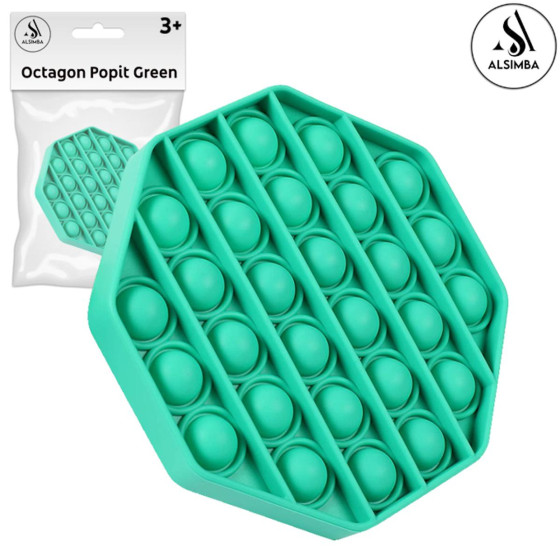 iShopping - Alsimba Green Octagon Pop It Toy Push Bubble Fidget for Kids 5" (AS-0039)
