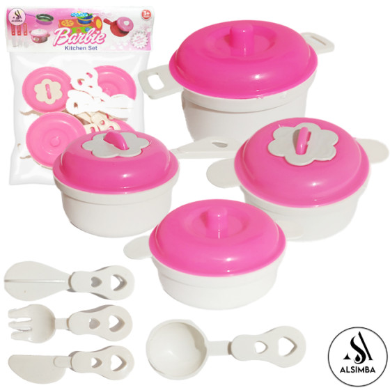 iShopping - Alsimba Barbie Kitchen Set Toy for Girls 8 Pcs Cooking Play Set (AS-0043)