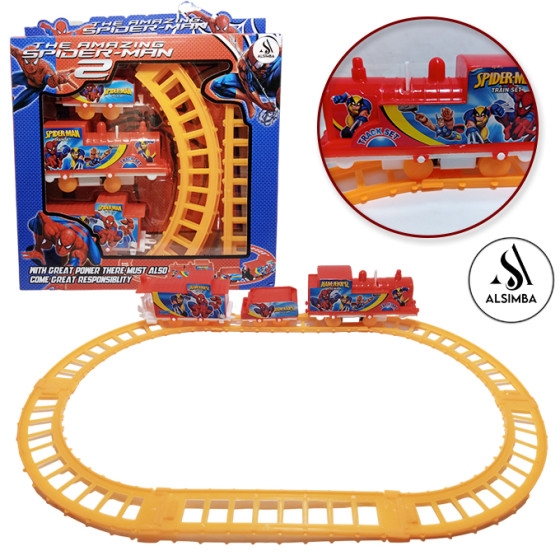 iShopping - Alsimba Spiderman Electric Train Set Toy for Kids Red (AS-0047)