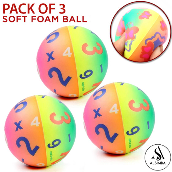 iShopping - Alsimba Digital Numbers Rainbow Soft Foam Balls for Kids Pack of 3 (AS-0061)