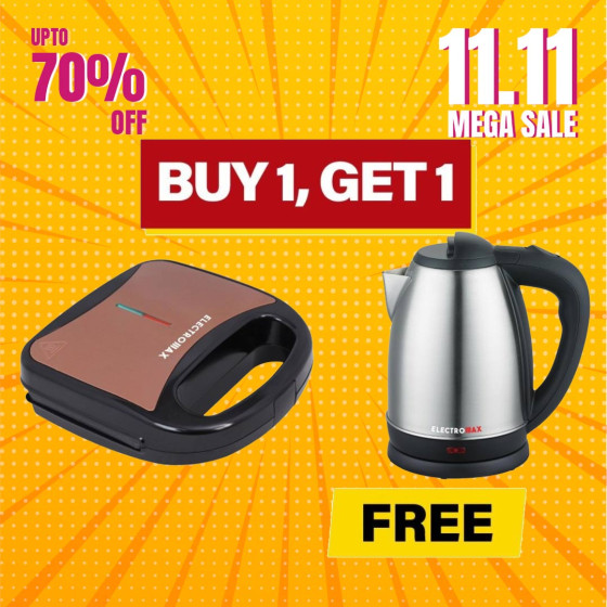 iShopping - Electromax Sandwich Maker (EMSM-703) and Free Electric Kettle (EMKT-2700)