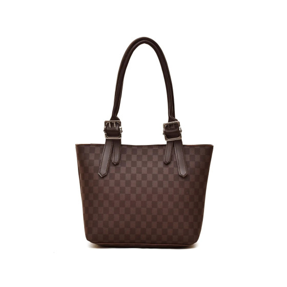 iShopping - HBH Classic Checkered Tote Dark Brown