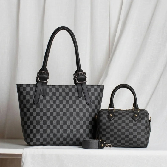 iShopping - HBH Classic Checkereds Black Handbag & Duffle Sling Bag Combo