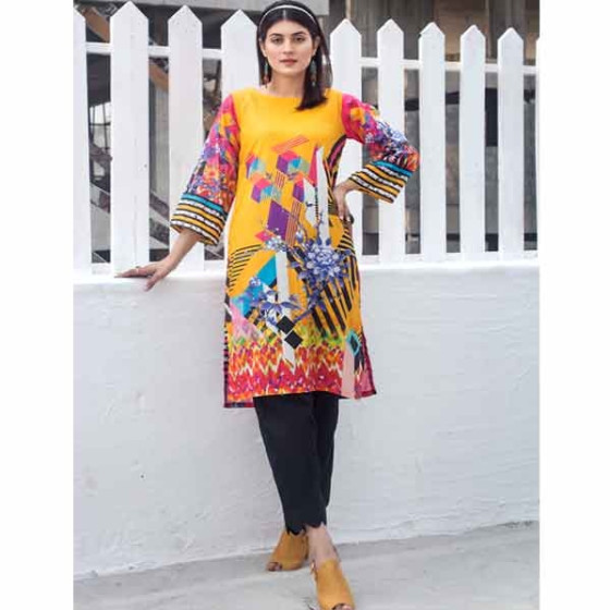 iShopping - Finer Printed Lawn Kurti For Women Multi