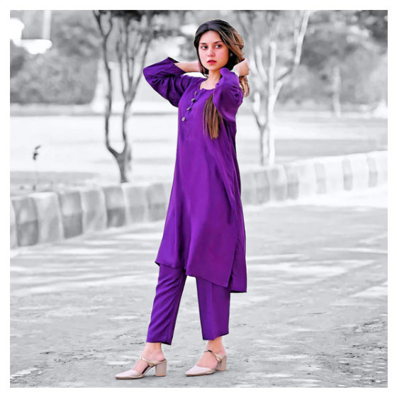 iShopping - Vcare Natural 2 Pieces Casual Suit For Women Light Purple - ML