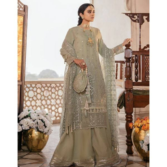 iShopping - Salitex Seher Dastak Luxury Chiffon Unstitched 3 Piece Suit Green (HC-20)