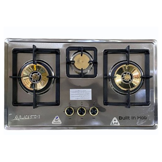 iShopping - Black Stone Gas Hob Brass Burner - BS-823-NG 