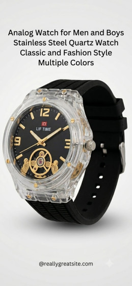 iShopping - Malik Mart Transparent Glass Design Wrist Watch For Men Black