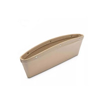 Muzamil Store Car Seat Gap Storage Organizer PU Leather Beige 1Pc
