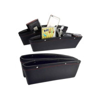 Muzamil Store Car Seat Gap Storage Organizer PU Leather Black 1PC