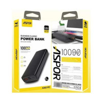 Aspor 10000mah Power Bank Black (A362 PD)