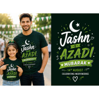 Genzshop Jashn-e-Azadi Mubarak Premium Graphic T-Shirt-Large