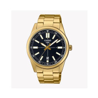 Casio Black Dial Gold Stainless Steel Watch For Men (MTP-VD02G-1E)