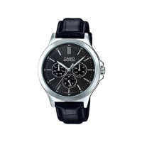 Casio Black Leather Strap & Silver Case Analog Watch For Men (MTP-V300L-1A)