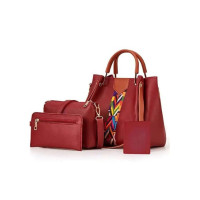 Capri Stylish Shoulder Hand Bag Maroon - 4 Piece