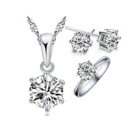 EvaEsh 925 Silver Stamped Jewelry Set for Women