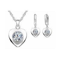 EvaEsh 925 Silver Necklace & Earrings Stamped Jewelry Set