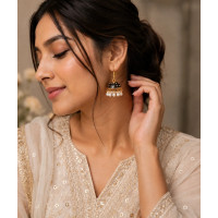 House Of Nar Meenakari Pearl Jhumka Earrings