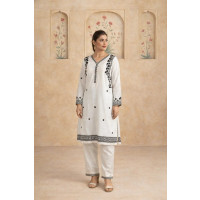HBH Embroidered White Kurti
