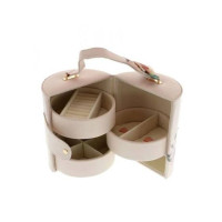 G-Mart Pu Leather 3 Layer Round Jewelry Storage Box
