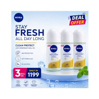 Nivea Clean Protect Anti Perspirant Roll On 50ml - Pack of 3