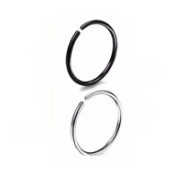 Scenic Accessories Pack Of 2 Tiny Nose Ring 6mm Silver and Black